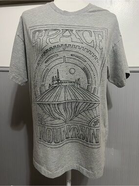 Subtle Dust Space Mountain Disney Graphic T-Shirt / Gray / Size: XS/SMALL